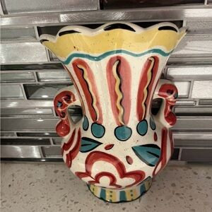 Colorful Ceramic half wall Vase with Handles